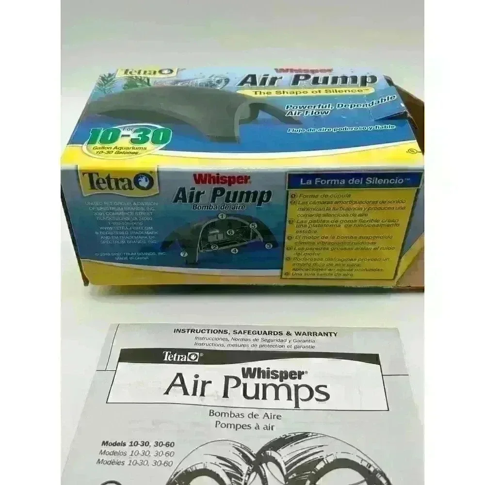 Tetra Whisper Dome Shape Air Pump for Fish Tank Aquarium 10-30 Gallons Open Box